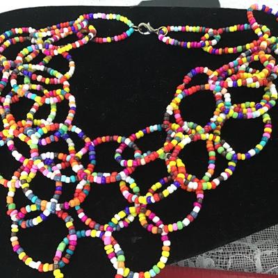 Multi Colored Glass Type Beaded Necklace
