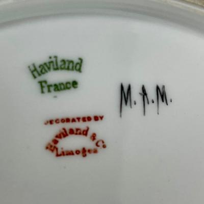 Haviland & Co Limoges France M A M Cake Plate with handles Letter S Flowers gold trim