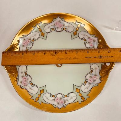 Haviland & Co Limoges France M A M Cake Plate with handles Letter S Flowers gold trim