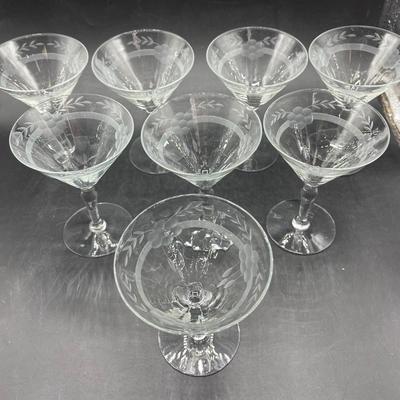 Etched Glass Stemware martini / dessert