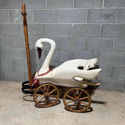 Sandy Weatherwax Hand Carved Swan Wagon (B1-RG)