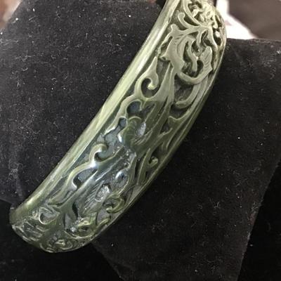 Vintage Carved Green Celluloid Type