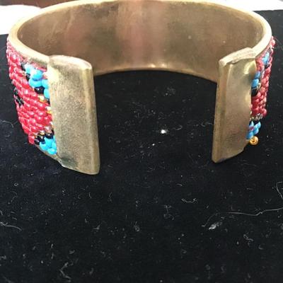 Native American inspired design Glass Beaded Cuff