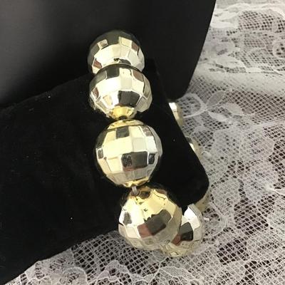 Gold Tone ? Disco Ball Bracelet with Earrings