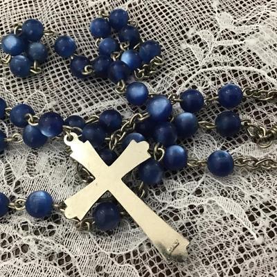 Vintage Italy Rosary Blue Moonstone Type