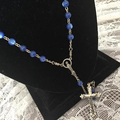 Vintage Italy Rosary Blue Moonstone Type