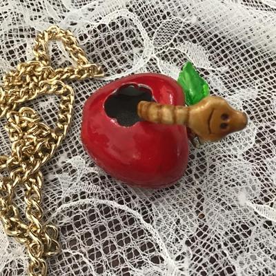 Vintage JJ Articulated Worm in Apple Acrylic pendant