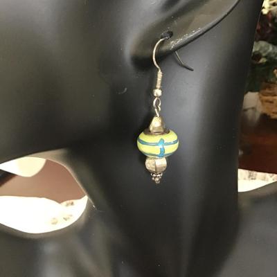 Green and blue glass earrings