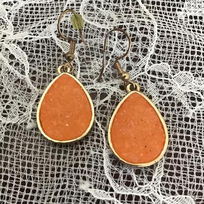 Orange oval resin earrings