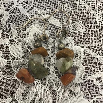 Stones orange, tan, white earrings