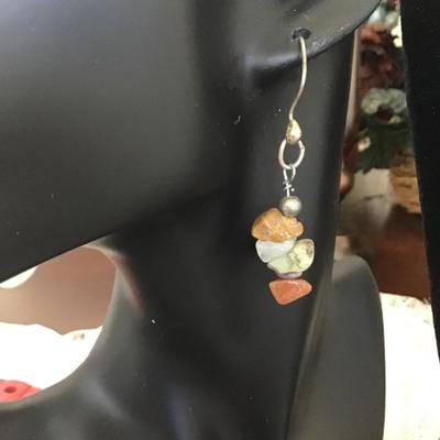 Stones orange, tan, white earrings
