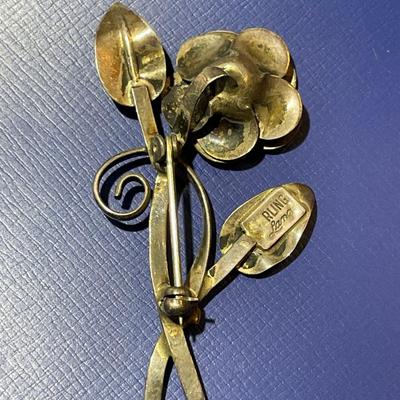 Vintage Lang Sterling Silver Flower Pin/Pendant in Good Preowned Condition.