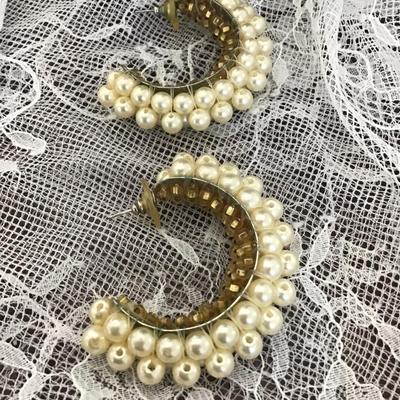 Vintage faux pearl statement earrings