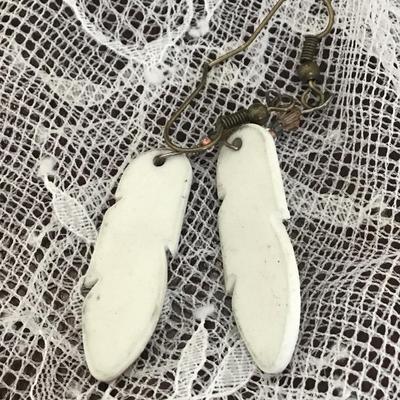 Red Tailed Hawk Feather Porcelain Earrings