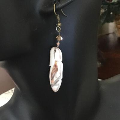 Red Tailed Hawk Feather Porcelain Earrings