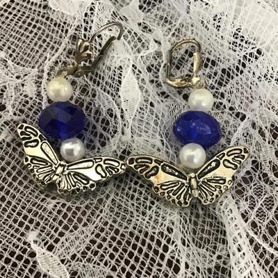 Vintage butterfly and gemstone earrings
