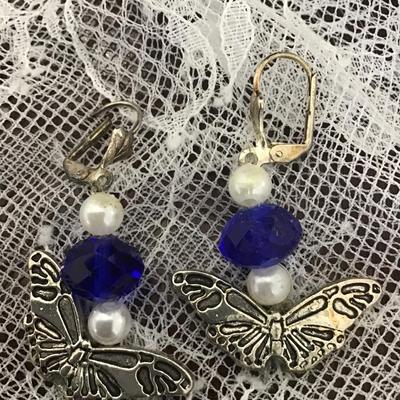 Vintage butterfly and gemstone earrings