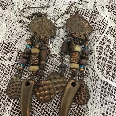 Vintage brass chandelier dangle style earrings