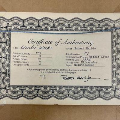 Wonder Works Framed Lithograph Ltd Signed COA 1990 #71/950 36 x 6 inches