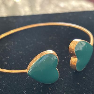 Copper toned double heart bracelet