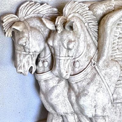 Large Vintage Plaster Pegasus Horses Plaster Hanging Statue