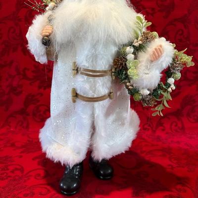 SANTA FIGURINE AND 2 SANTA TREE TOPPERS