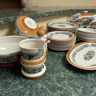 Vintage Goebel Country Burgund China Set, Service for Eight