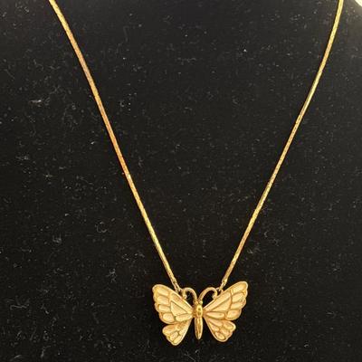 Beautiful, gold, toned, butterfly necklace