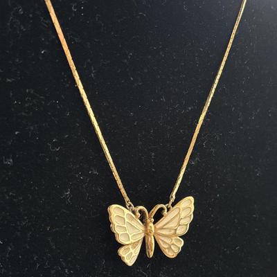 Beautiful, gold, toned, butterfly necklace