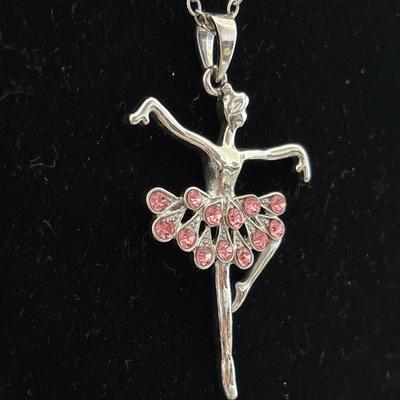 Silver toned ballerina necklace