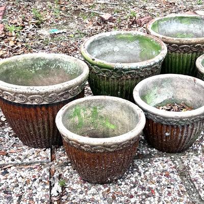 Set of 8 Decorative Cement Planter Pots