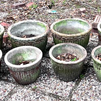 Set of 8 Decorative Cement Planter Pots