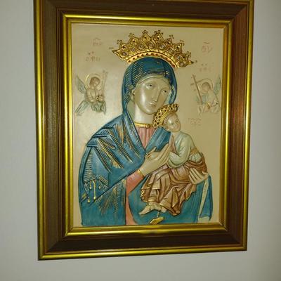 Our Lady of Perpetual Help Framed Plaque- Approx 12 3/4" x 15 1/2"