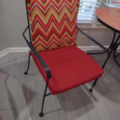 Patio Set- Two Metal Chairs and One Metal Frame Table with Mosaic Tile Top