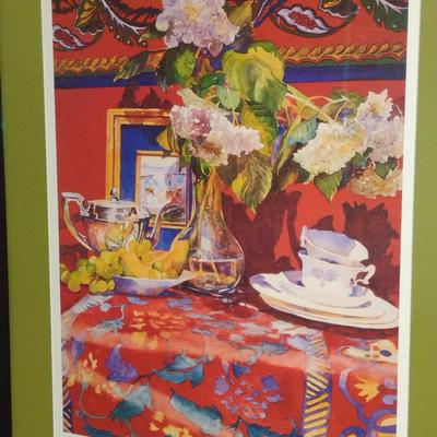 Numbered Tea Time Theme Framed Print by Genie Marshall Wilder- Signed by Artist
