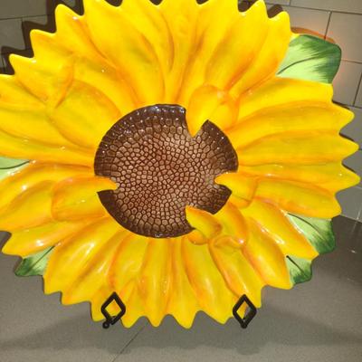Pier 1 Imports Large, Hand Painted Sunflower Design Ceramic Platter- Approx 15 1/2" in Diameter