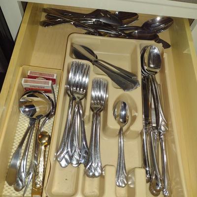 Mikasa Stainless Steel Flatware- Sweet Pea Pattern- Approx 78 Pieces