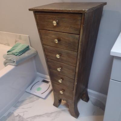 Solid Wood Jewelry/Storage Tower with Tapered Design- Six Drawers