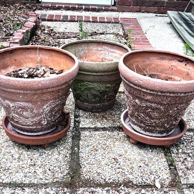 Set of 3 Large Decorative Planter Pots