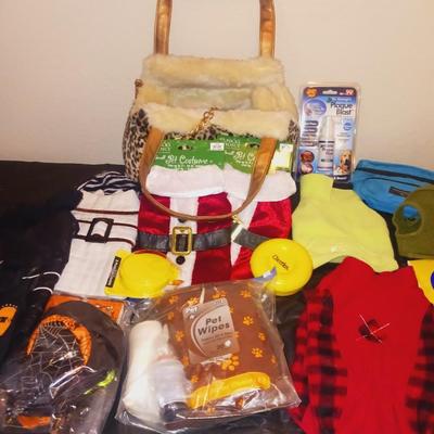 MANY SMALL DOG COATS, PURSE PET CARRIER & MORE