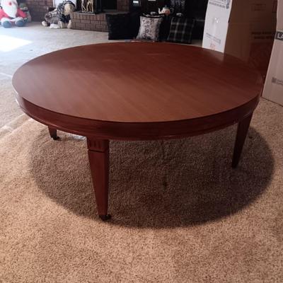 3 SLIDING SHELVE CART, POPCORN MAKER, TOSHIBA DVD PLAYER AND ROUND COFFEE TABLE ON CASTERS