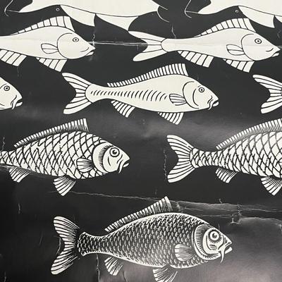 Birds Fish Mc Escher Monochrome Optical Illusions Poster