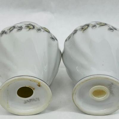 White China with pink & gray flowers Salt & Pepper Shakers
