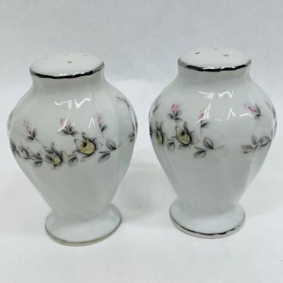White China with pink & gray flowers Salt & Pepper Shakers