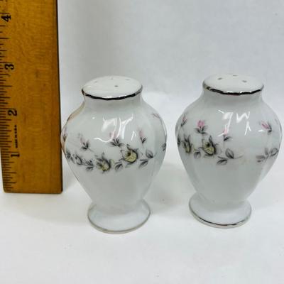 White China with pink & gray flowers Salt & Pepper Shakers