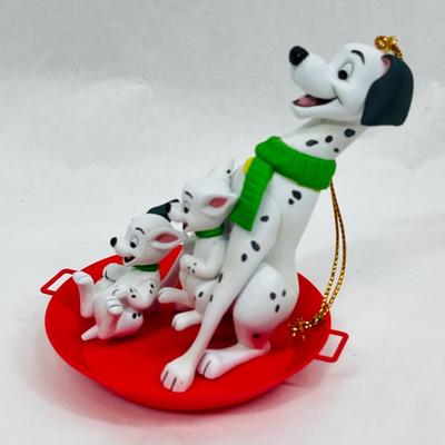 Disney Grolier 101 Dalmatians sledding Christmas tree Ornament