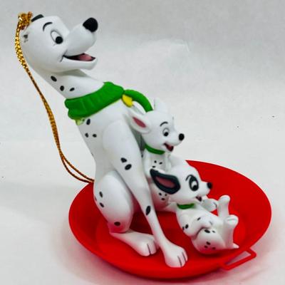 Disney Grolier 101 Dalmatians sledding Christmas tree Ornament