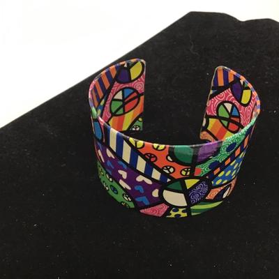 Colorful hippie, peace cuff bracelet
