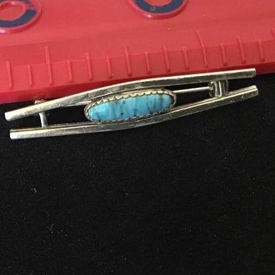 Beau Sterling Silver Turquoise pin. Marked