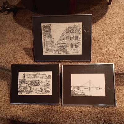 3 SIGNED DETAILED SKETCHES